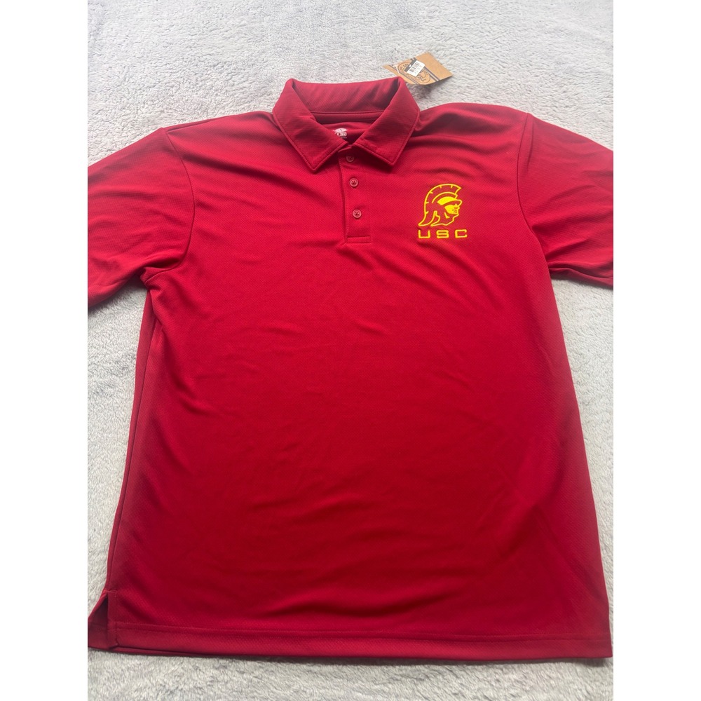 USC Trojans‎ Mens Medium Red Performance Polo Shirt NWT Rivalry Threads NCAA
